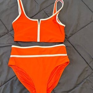 Old Navy Orange and White Bikini Set